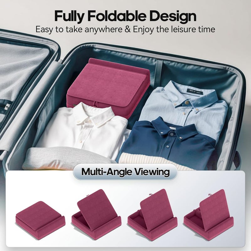 KDD حامل وسادة لوحي مع تخزين، حامل آيباد قابل للطي للركبة، المكتب والسرير، قاعدة لينة قابلة للتعديل بزاوية مع حامل قلم متوافق مع آيباد برو، آير، ميني، كتاب، هاتف ولوحي (4-13") - Image 4